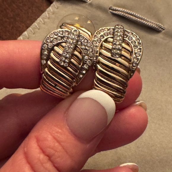 Anthropologie Gold Tone and Pave Women's Earrings - Picture 1 of 6